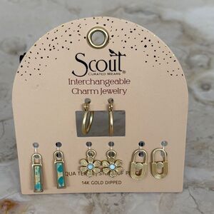 NEW! Scout Interchangeable Charm Earrings 14K Gold Dipped